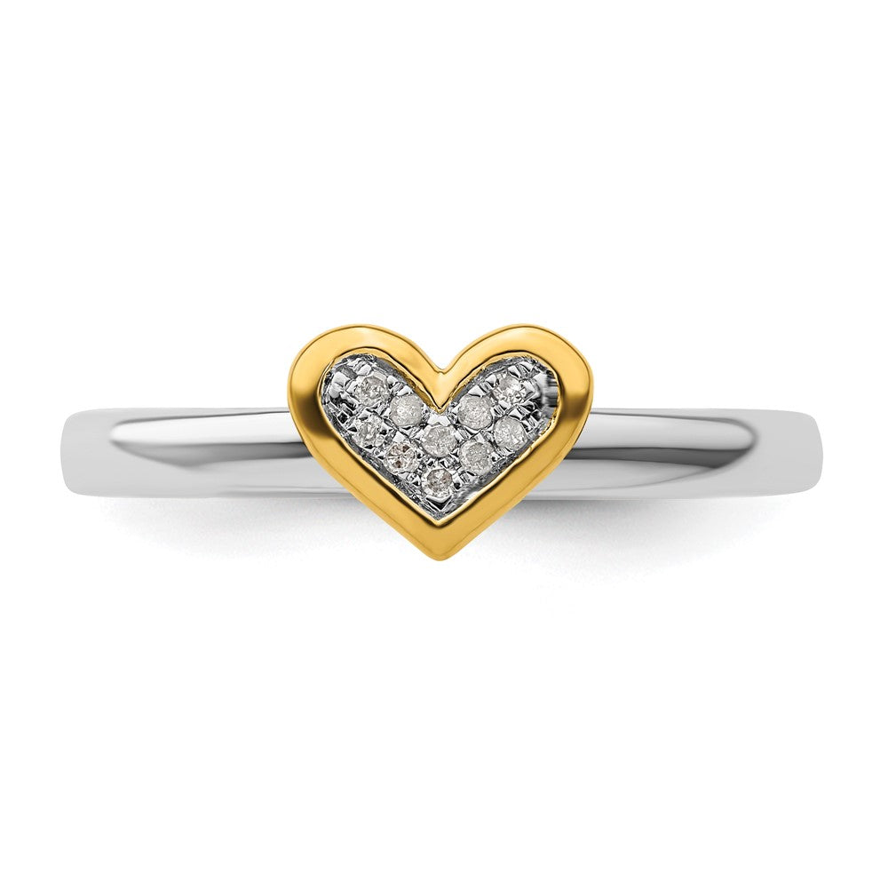Shop Stylish Gold-Plated Heart Ring with Diamond - Stackable .85mm Silver