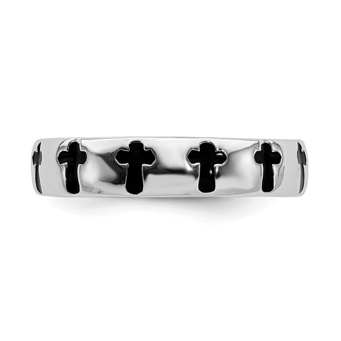 Shop Stylish Polished Enameled Cross Ring in Sterling Silver - Stackable, Affordable!-3