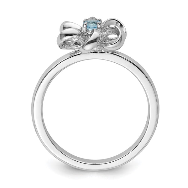 Blue Topaz Flower Ring in Sterling Silver - 14K