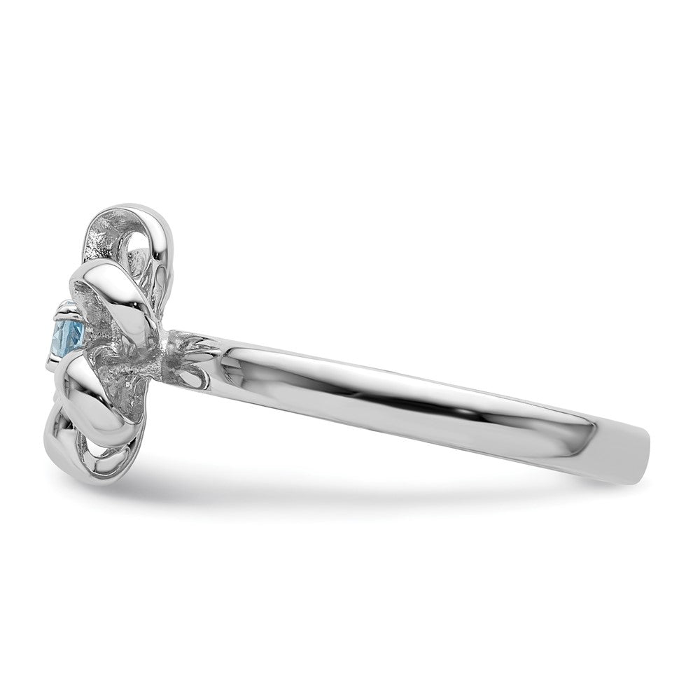 Shop Stylish Polished Blue Topaz Flower Ring - 14K Gold, Sterling Silver - Clearance!