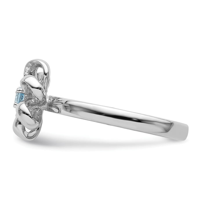 Shop Stylish Polished Blue Topaz Flower Ring - 14K Gold, Sterling Silver - Clearance!-3
