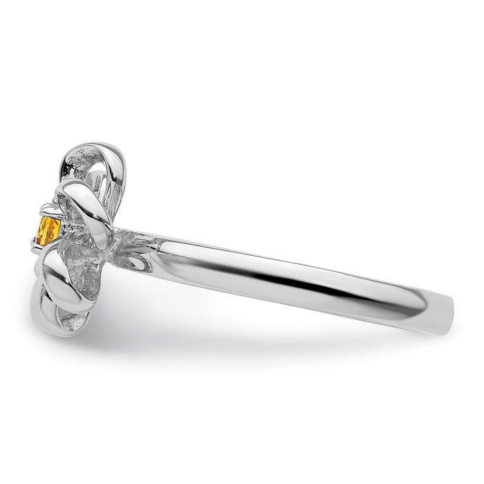 Shop Stylish Polished Citrine Flower Ring in Sterling Silver - 14K Gold Accent-3
