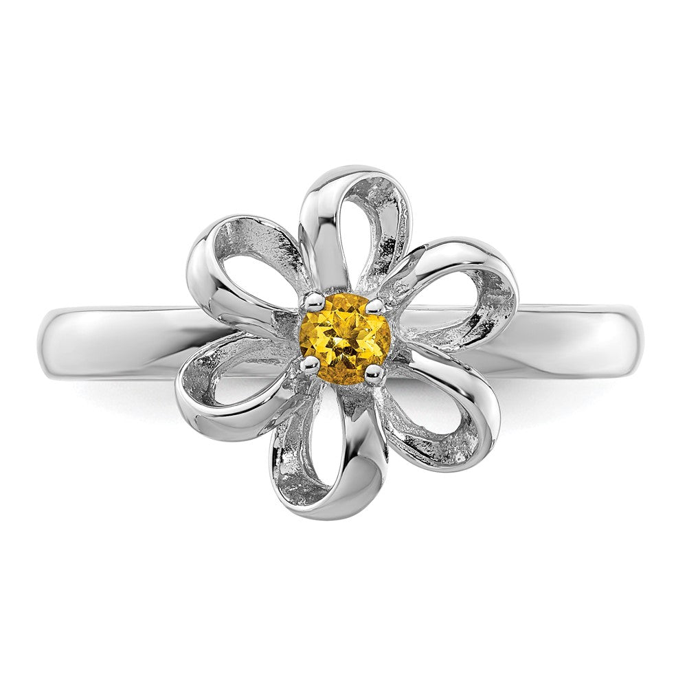 Shop Stylish Polished Citrine Flower Ring in Sterling Silver - 14K Gold Accent