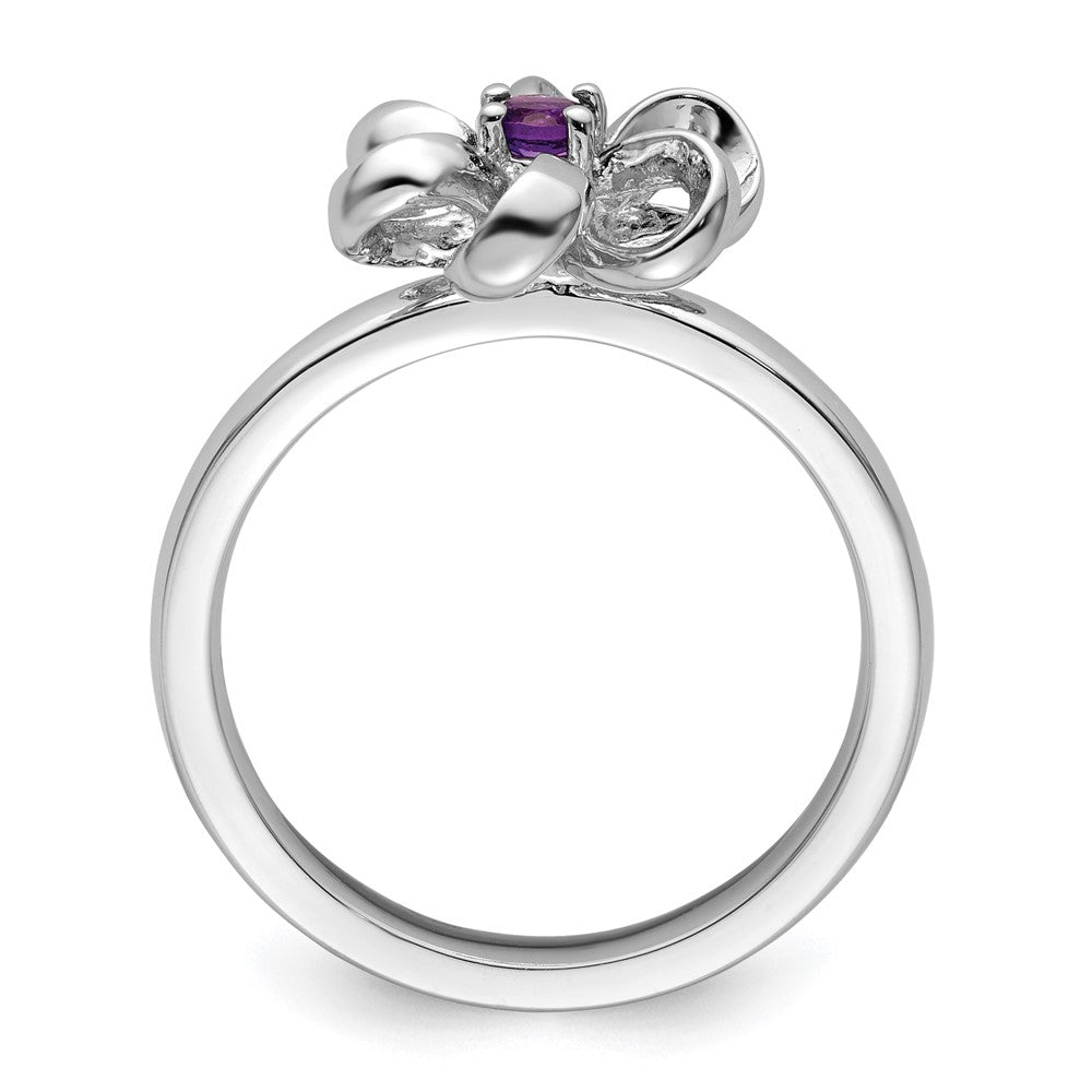 Buy Exclusive Polished Amethyst Flower Ring in Sterling Silver | Stylish Stackable Design