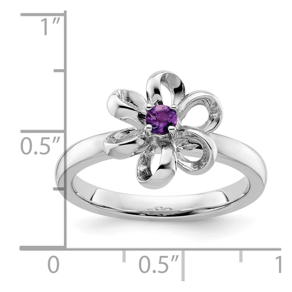 Buy Stylish Polished Amethyst Flower Ring - 14K Gold on Clearance