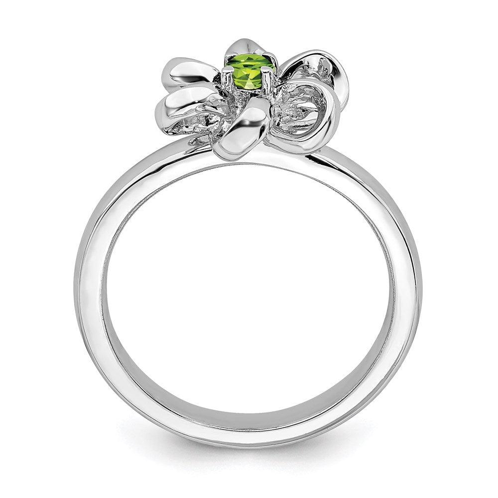 Exclusive Polished Peridot Flower Ring in Sterling Silver - Stylish and Affordable