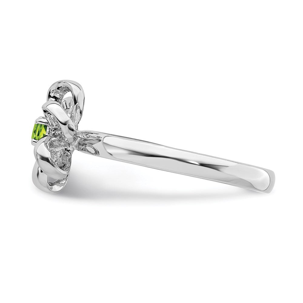 Exclusive Polished Peridot Flower Ring - 14K Gold, Stylish & Stackable