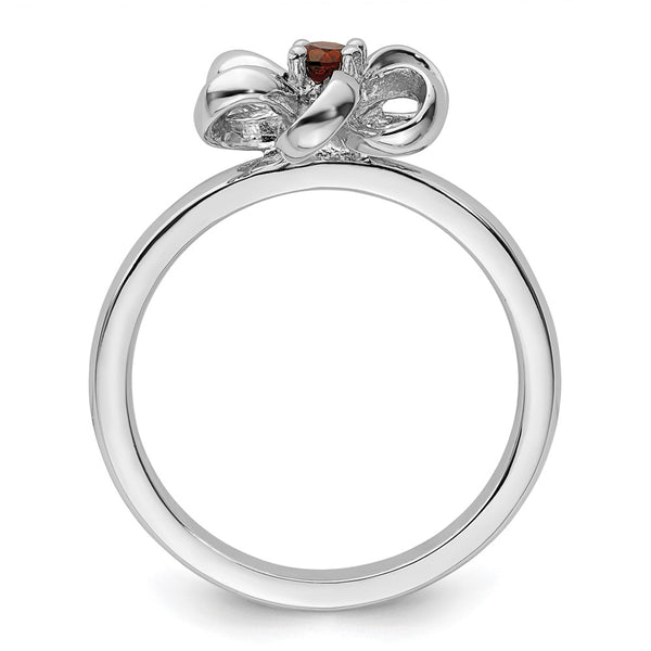 Polished Garnet Flower Ring - 14K Gold Accents