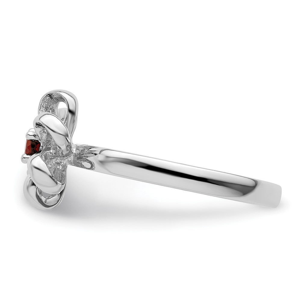 Exclusive Polished Garnet Flower Ring in Sterling Silver - Stylish Stackable Design