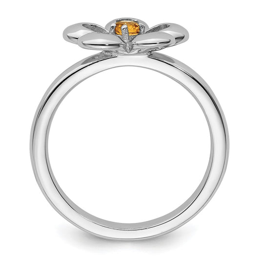 Buy Exclusive Polished Citrine Flower Ring - 14K Gold in Silver, Stylish Value!