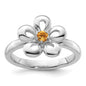 Exclusive Polished Citrine Flower Ring in Sterling Silver - Stylish Stackable Design-1