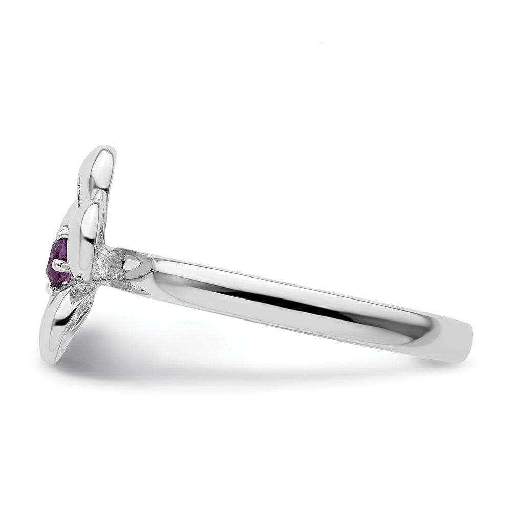 Shop Exclusive Polished Amethyst Flower Ring in Sterling Silver - Stylish & Affordable