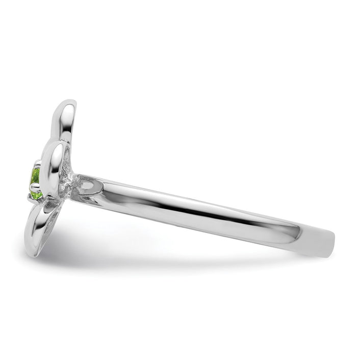 Exclusive Polished Peridot Flower Ring in Sterling Silver - Stylish Stackable Design-3