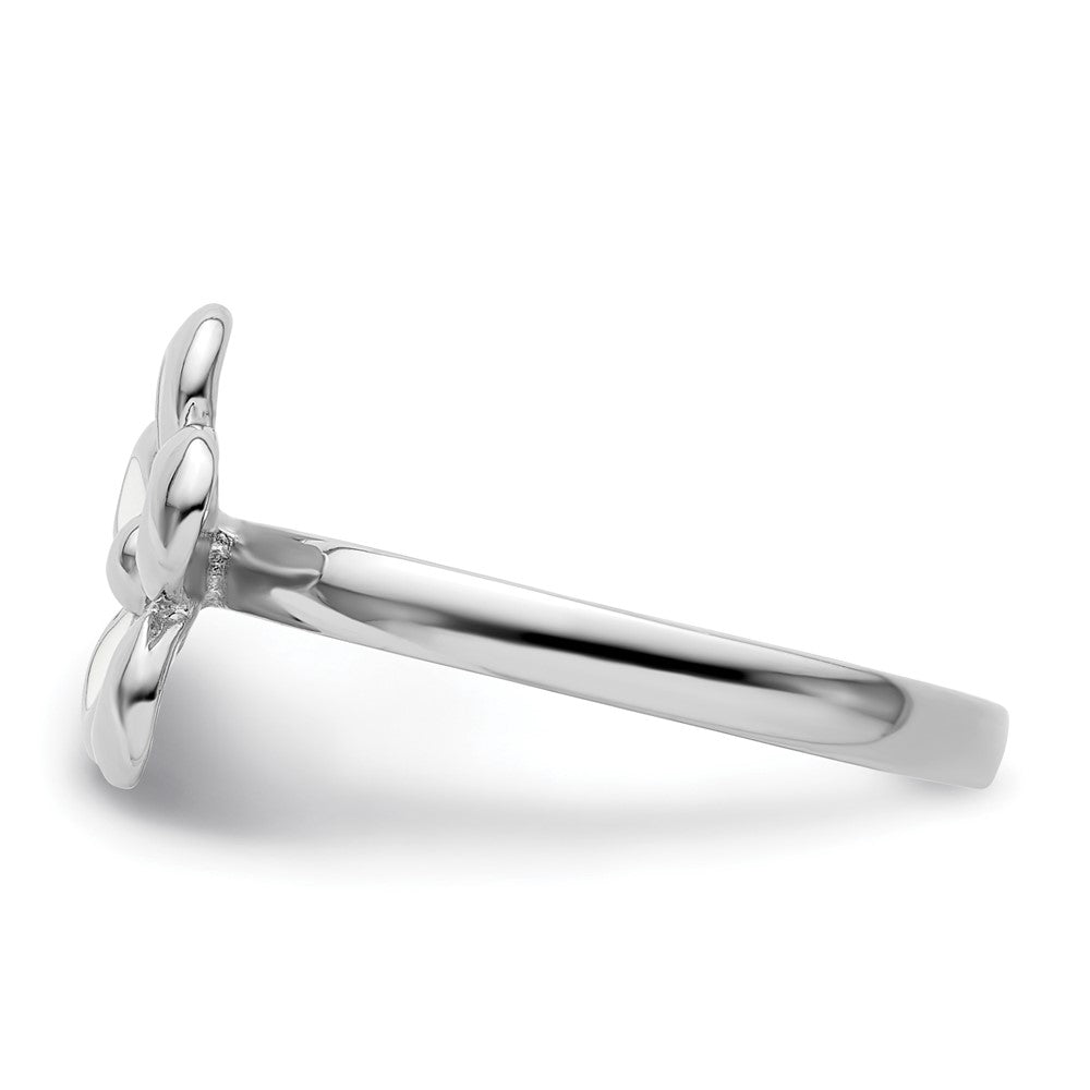 High-Quality Polished White Enamel Flower Ring -  Sterling Silver Style Value