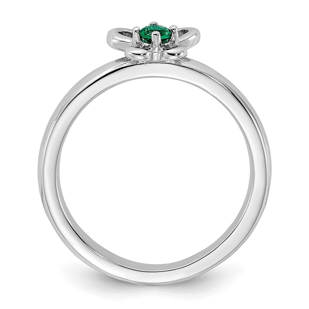 High-Quality Sterling Silver Stackable Expressions Emerald Ring - Stylish Value!