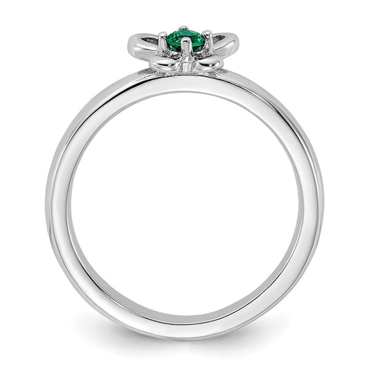 High-Quality Sterling Silver Stackable Expressions Emerald Ring - Stylish Value!
