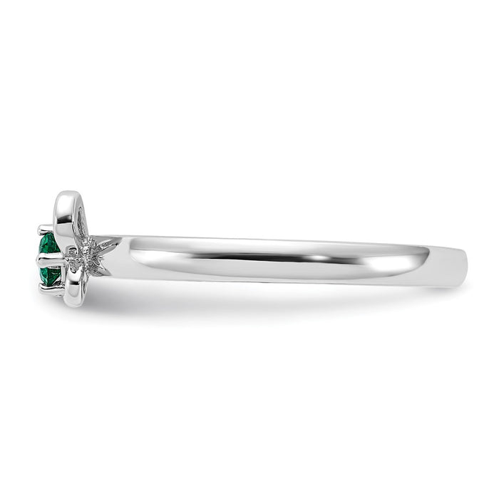 High-Quality Sterling Silver Stackable Expressions Emerald Ring - Stylish Value!-3