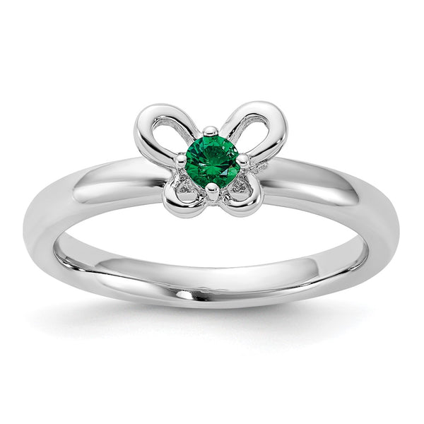 Sterling Silver Stackable Expressions Emerald Ring