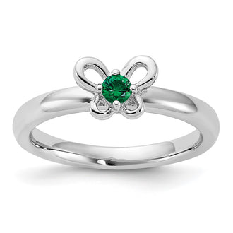 High-Quality Sterling Silver Stackable Expressions Emerald Ring - Stylish Value!