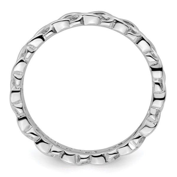 Polished Intertwined Heart Ring - 925 Sterling Silver, Stackable