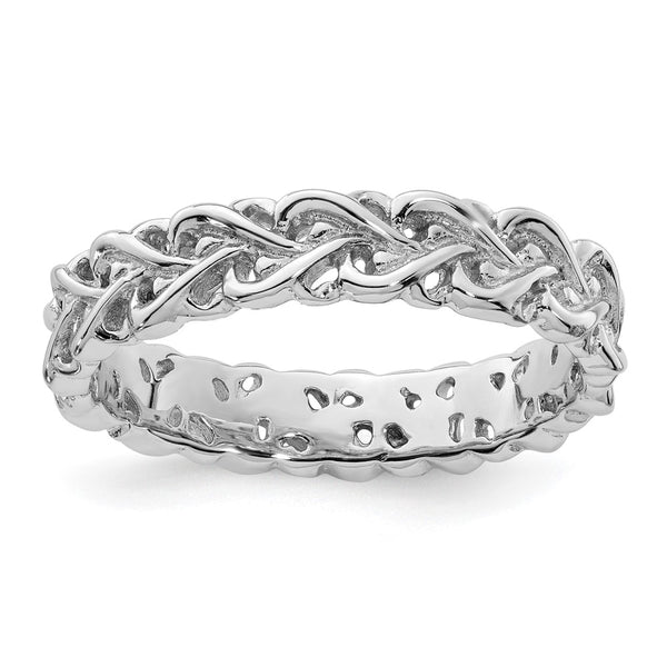 Polished Intertwined Heart Ring - 925 Sterling Silver, Stackable