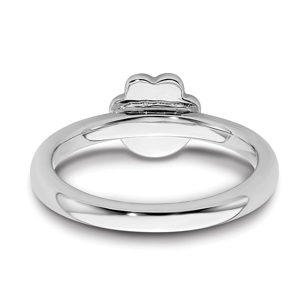 Shop Stylish Sterling Silver Stackable Pawprint Ring | Black Enamel Detail