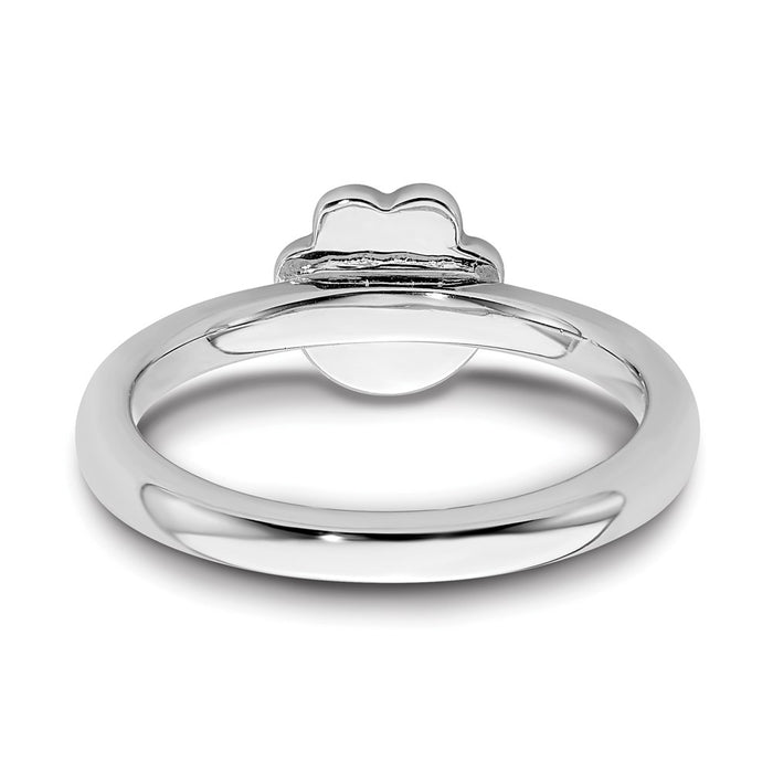 Shop Stylish Sterling Silver Stackable Pawprint Ring | Black Enamel Detail-5