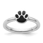 Shop Exclusive Sterling Silver Stackable Pawprint Ring, Stylish with Black Enamel-1