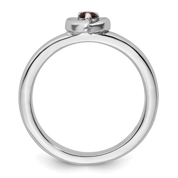 Sterling Silver Garnet Heart Stackable Ring