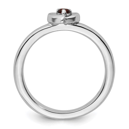 Exclusive Sterling Silver Garnet Heart Stackable Ring - Stylish & Affordable