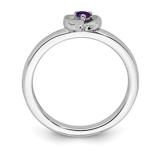 Buy Stylish Sterling Silver Amethyst Heart Stackable Ring - 14K Gold Touch