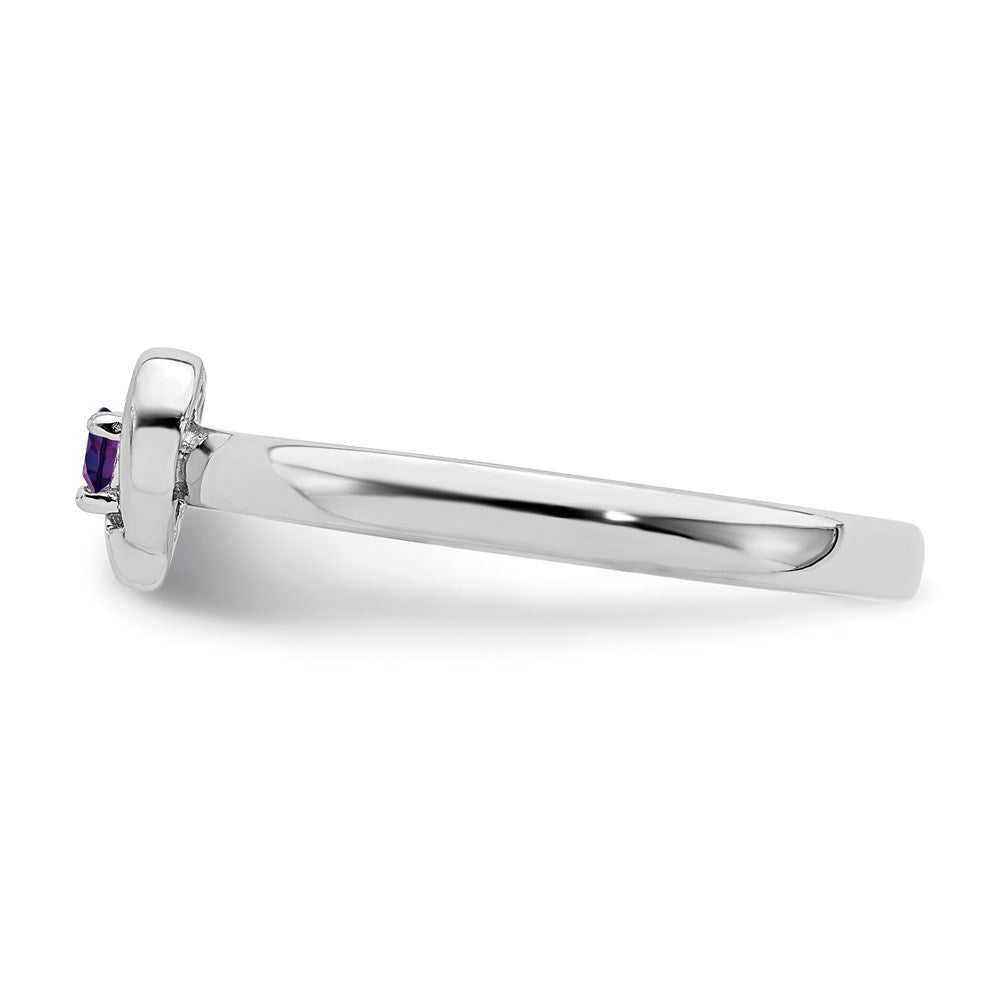Buy Stylish Amethyst Heart Stackable Ring in Sterling Silver - Size 7