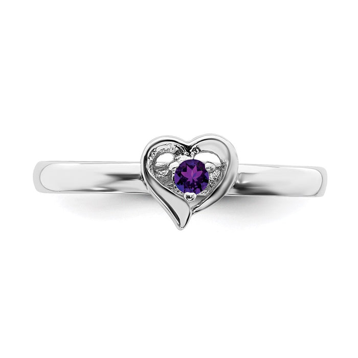 Buy Stylish Amethyst Heart Stackable Ring in Sterling Silver - Size 7-4