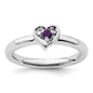 Buy Stylish Amethyst Heart Stackable Ring in Sterling Silver - Size 7-1