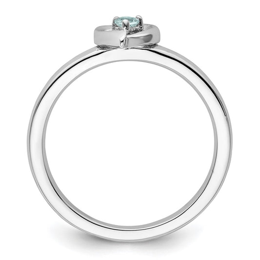 Shop Stylish Aquamarine Heart Ring in Stackable Sterling Silver Design