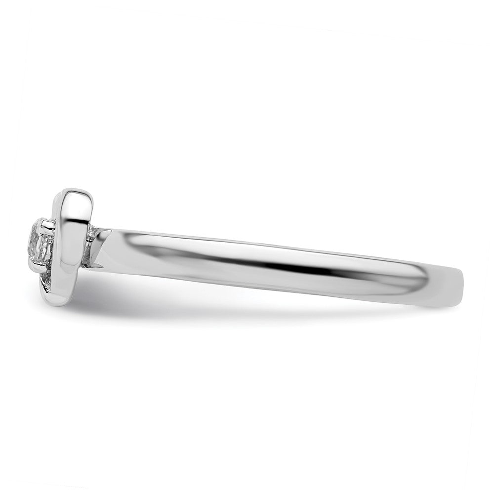High-Quality Sterling Silver Stackable Heart Ring with White Topaz Accents