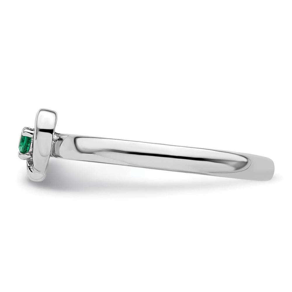 Shop Exclusive Stackable Sterling Silver Heart Ring with Created Emerald - Stylish Value