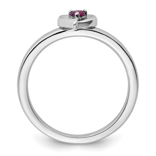 Buy Exclusive Sterling Silver Heart Ring with Stackable Rhodolite Garnet