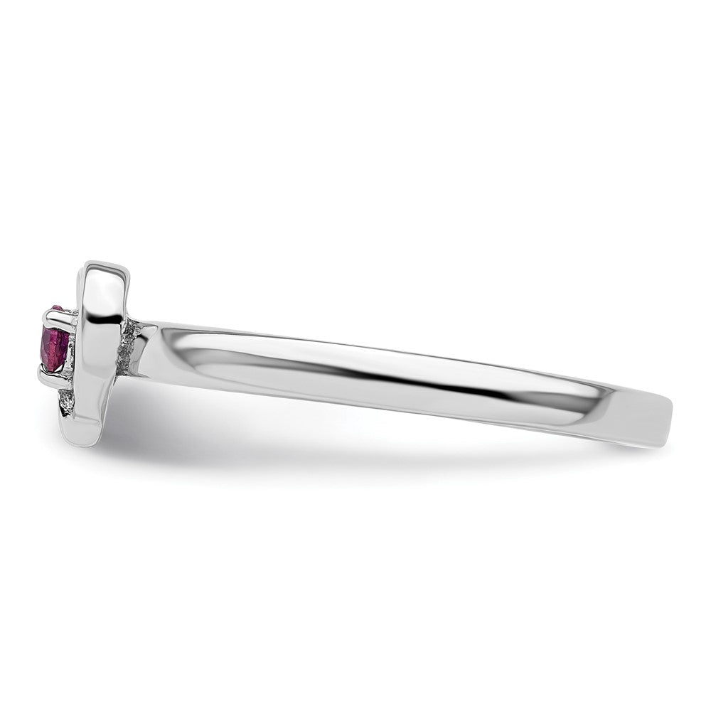 Shop Stylish Sterling Silver Stackable Heart Ring with Rhodolite Garnet Accent