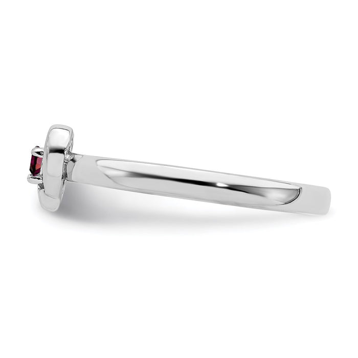 Shop Exclusive Sterling Silver Stackable Heart Ring with 0.05ct Ruby Accent-3