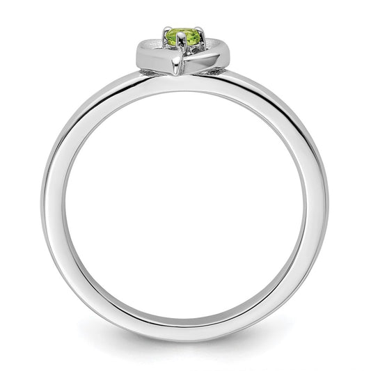 Exclusive Sterling Silver Stackable Heart Ring with Peridot | Affordable Luxury