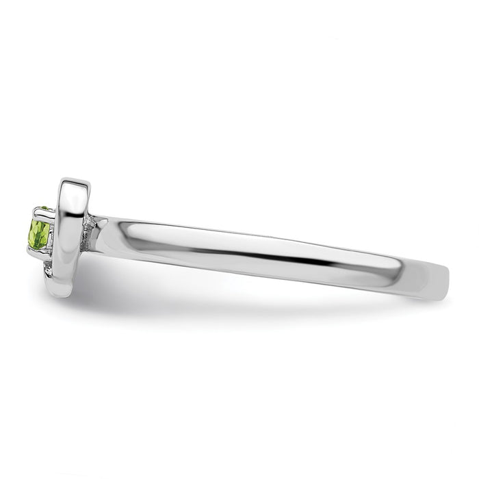 Exclusive Sterling Silver Stackable Heart Ring with Peridot | Affordable Luxury-3