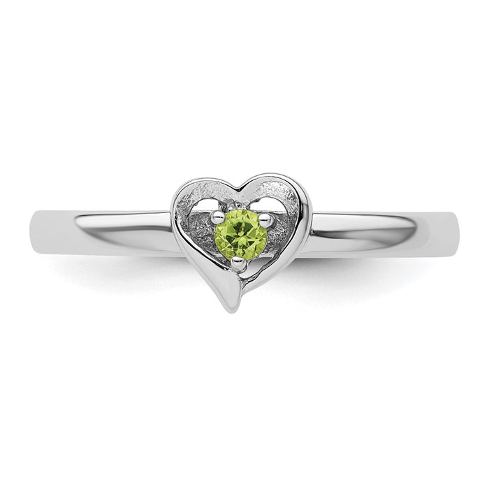 Exclusive Sterling Silver Stackable Heart Ring with Peridot | Affordable Luxury-4