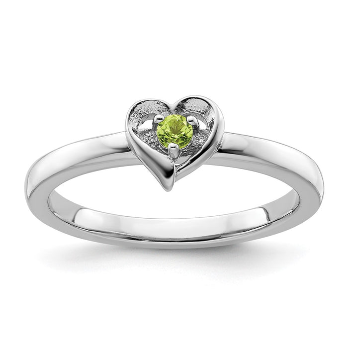 Exclusive Sterling Silver Stackable Heart Ring with Peridot | Affordable Luxury-1