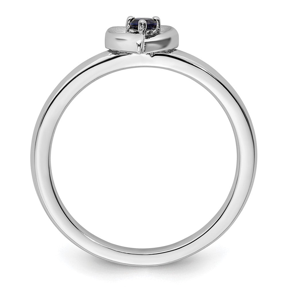 Shop Stylish Sterling Silver Stackable Heart Ring with Created Sapphire Accents
