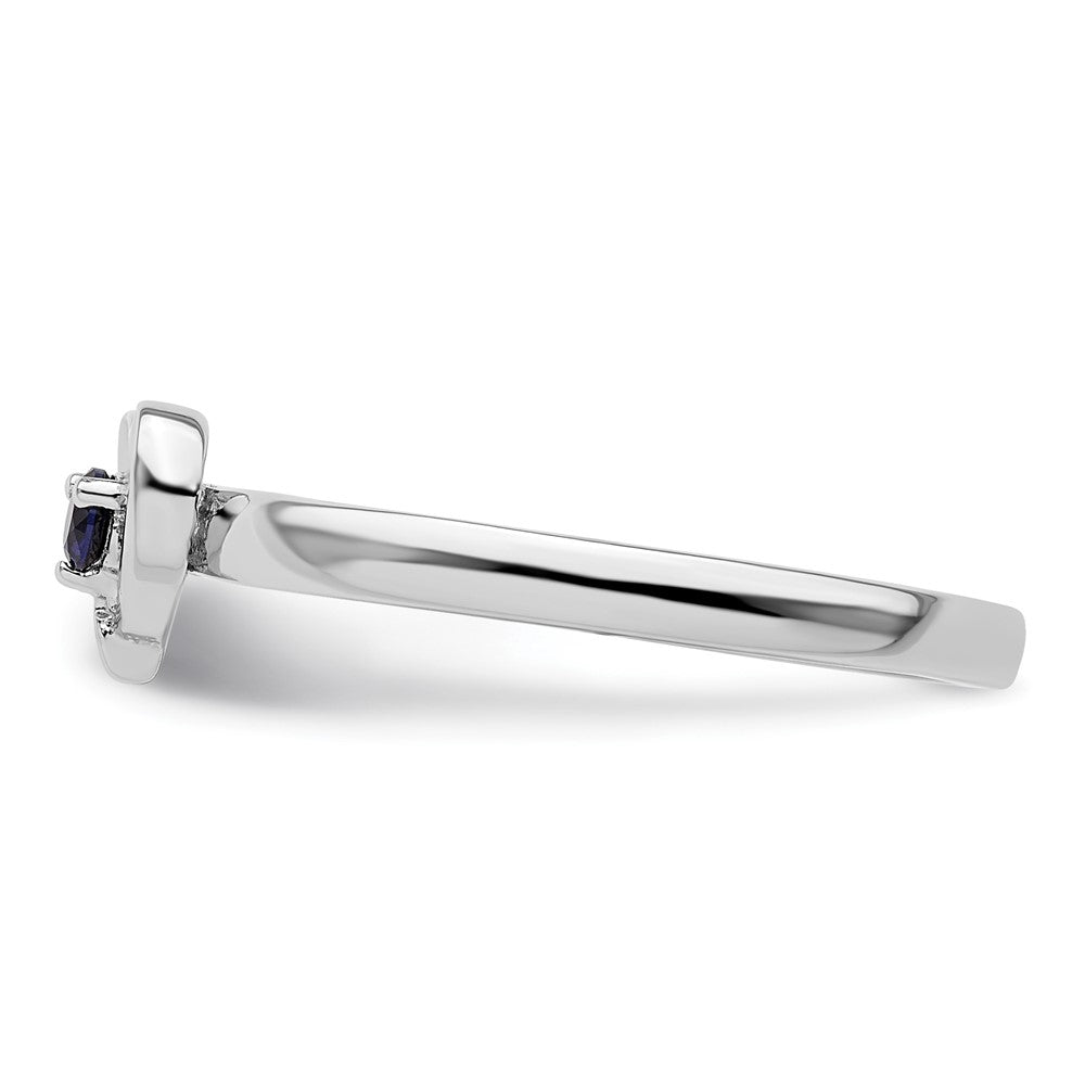 Shop Stylish Sterling Silver Stackable Heart Ring with Created Sapphire Accents