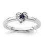 Shop Stylish Sterling Silver Stackable Heart Ring with Created Sapphire Accents-1