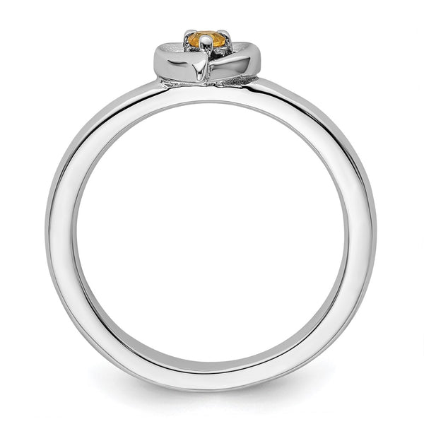 Citrine Heart Stackable Ring in Sterling Silver