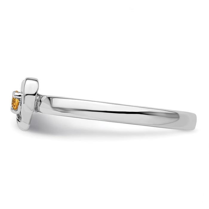 Buy Stylish Citrine Heart Stackable Ring in Sterling Silver - Exclusive Design-3