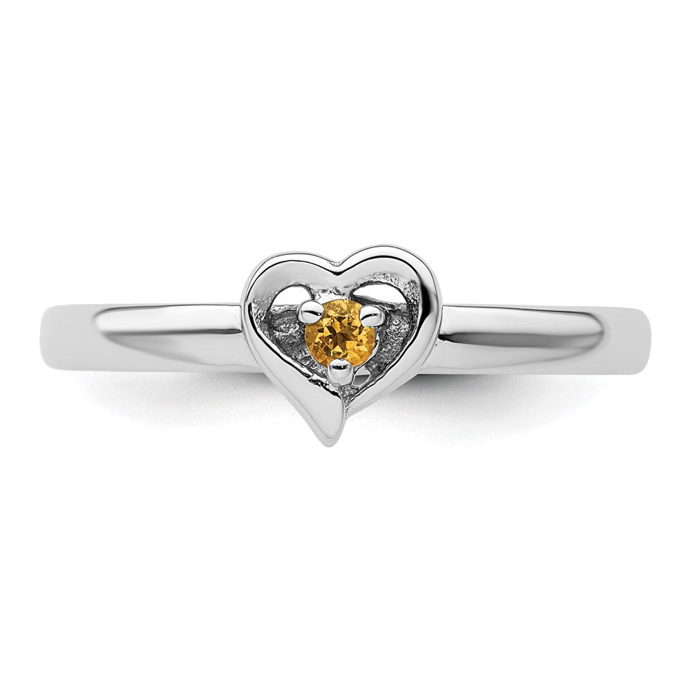 Exclusive Citrine Heart Stackable Ring in Sterling Silver - Stylish & Affordable!